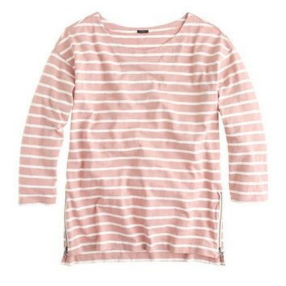 J.Crew Pink Striped Side Zip Shirt - XS